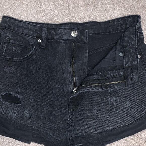 Wild Fable Black Distressed Denim Highest Rise Cheeky Shorts Sz 6 - Picture 4 of 7